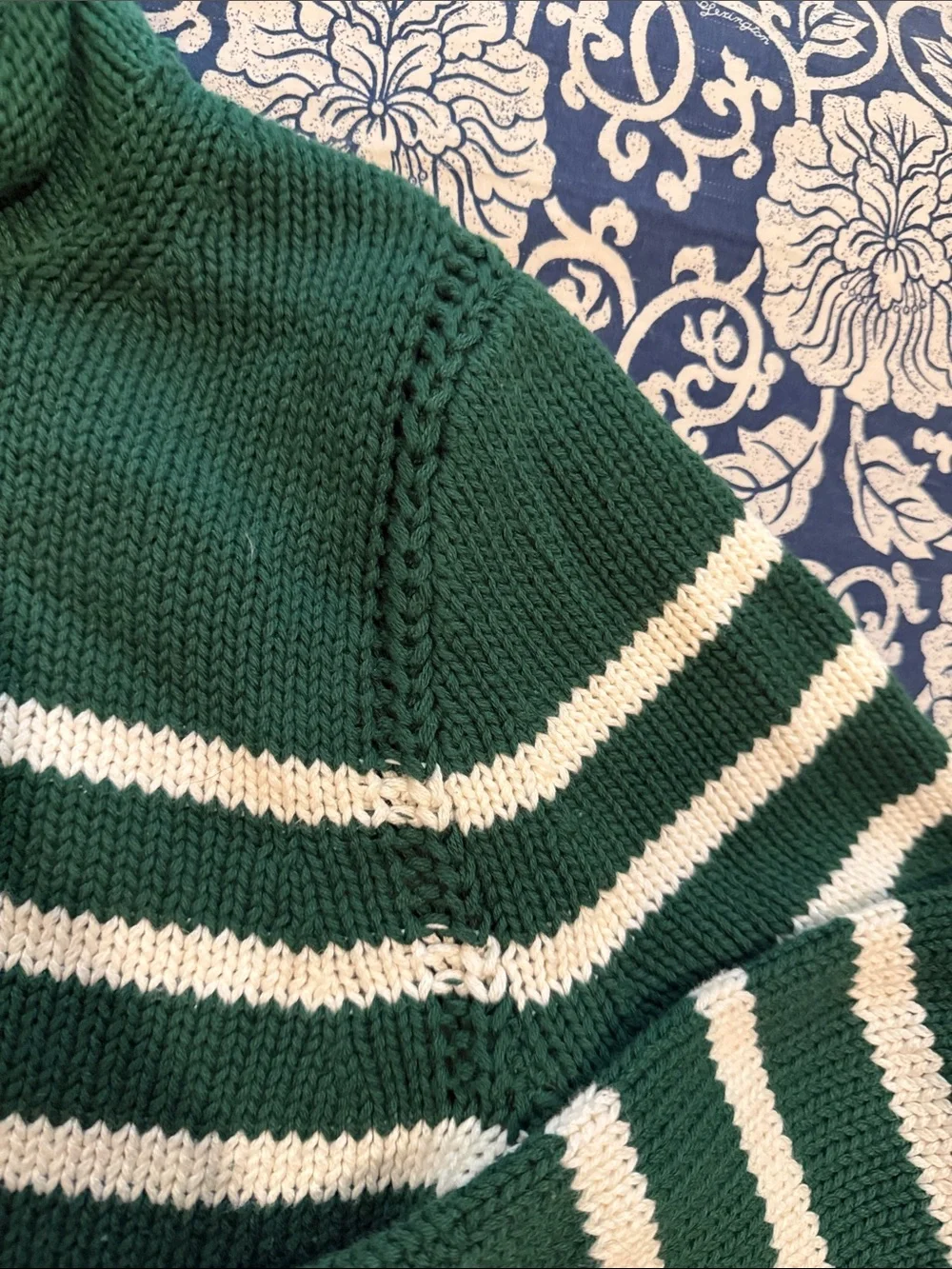 Jcrew cropped green and white striped roll neck sweater. - Picture 4 of 4